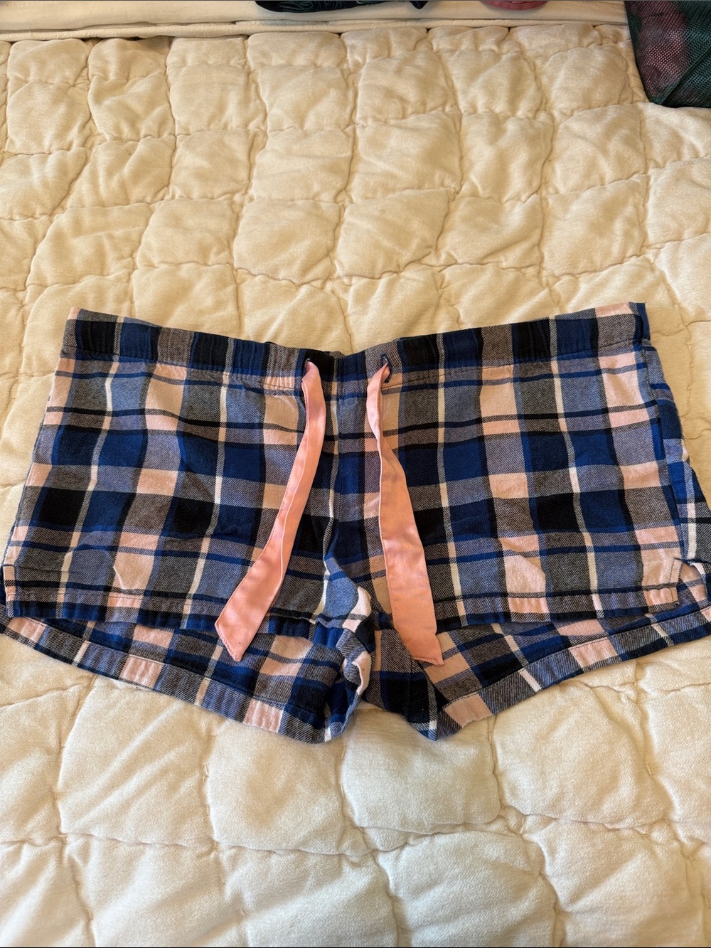 Old Navy Blue and Pink Plaid Sleep Shorts